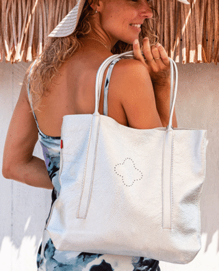 Couleur Tong - Sac Cuir LAIS Argent