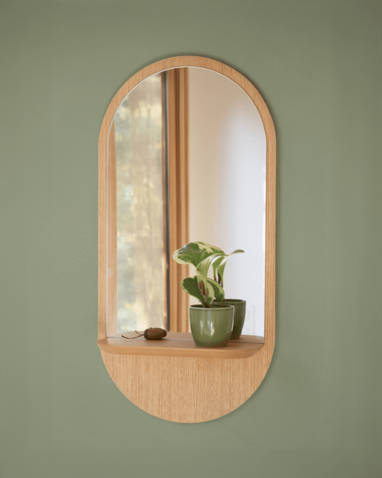 Miroir Solstice Reine Mère - Solstice - Miroir avec étagère en chêne