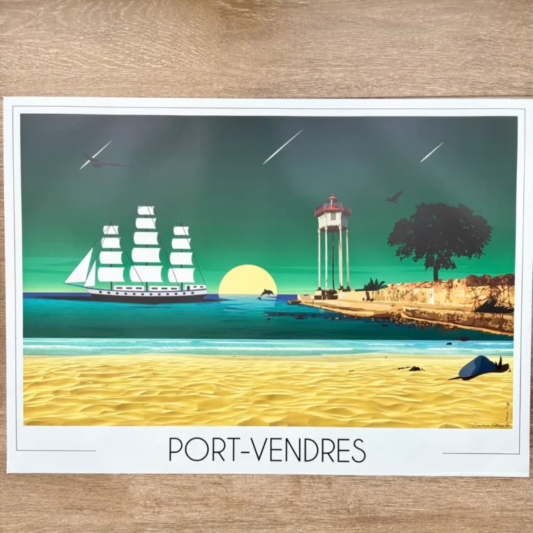Foliove - Affiche Port Vendres Voilier 50x70 cm | 150g