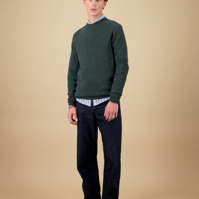 Nitto Knitwear - Pull Aris Col Rond - Vert Forêt