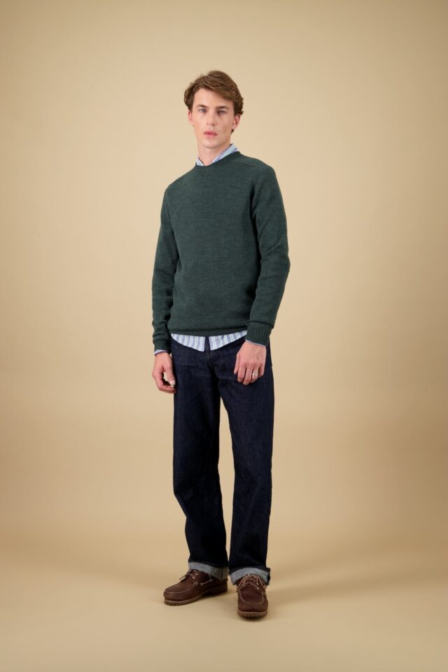 Nitto Knitwear - Pull Aris Col Rond - Vert Forêt