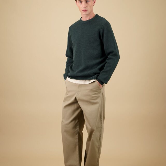 Nitto Knitwear - Pull Youri Col Rond - Vert Forêt