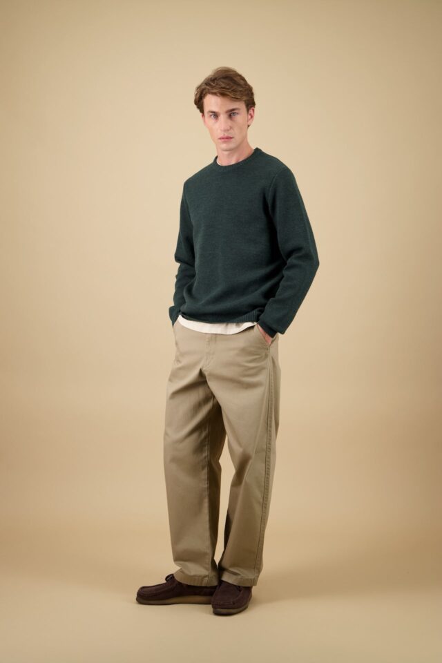 Nitto Knitwear - Pull Youri Col Rond - Vert Forêt