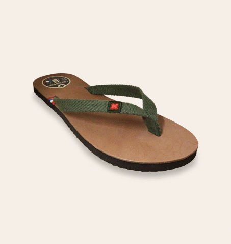 TONG CUIR TANNAGE VEGETAL BRIDE FINE VERT Couleur Tong - Tong Cuir Tannage Végétal TIARE Vert – 40-41