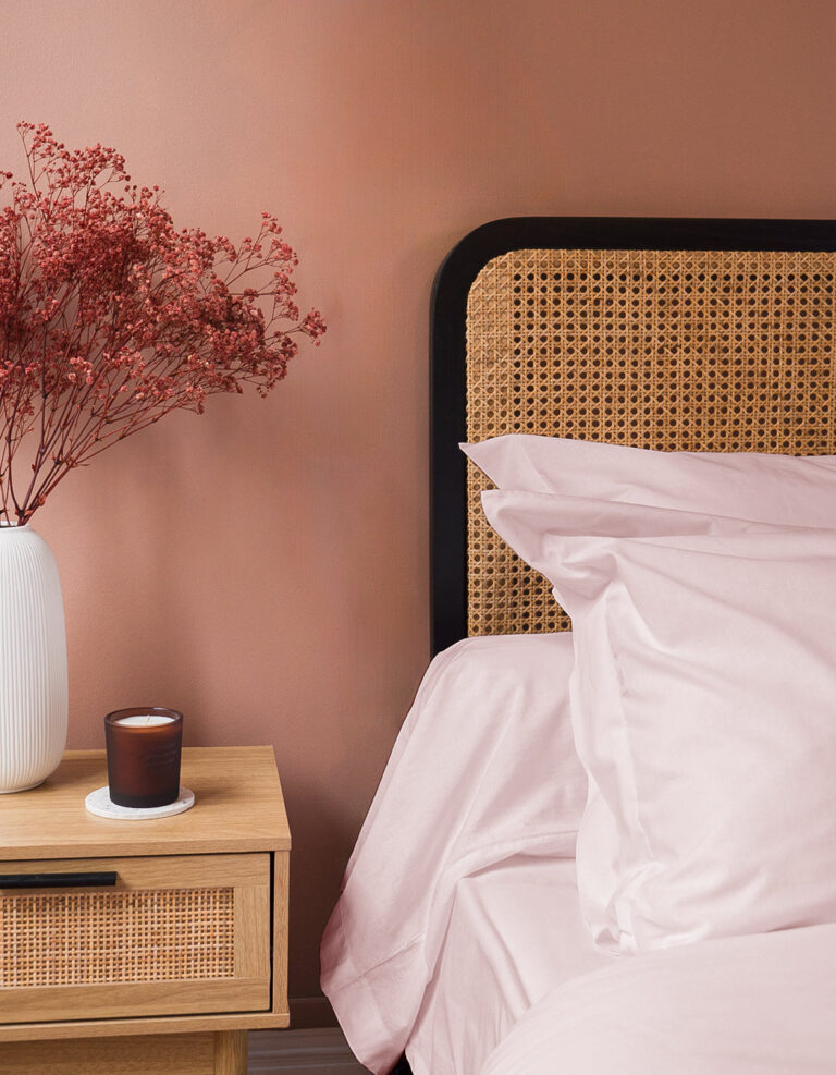 Dejorine - Parure de lit en Percale de coton - Rose poudré – 200x200cm / 200x200cm / 50x70cm