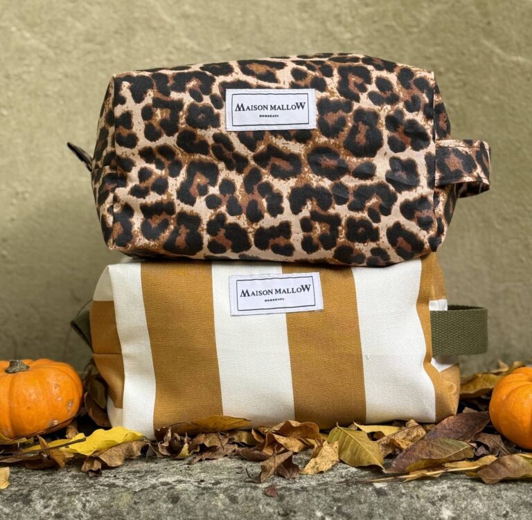 Maison Mallow - Trousse de toilette XXL à rayures jaune moutarde made in France