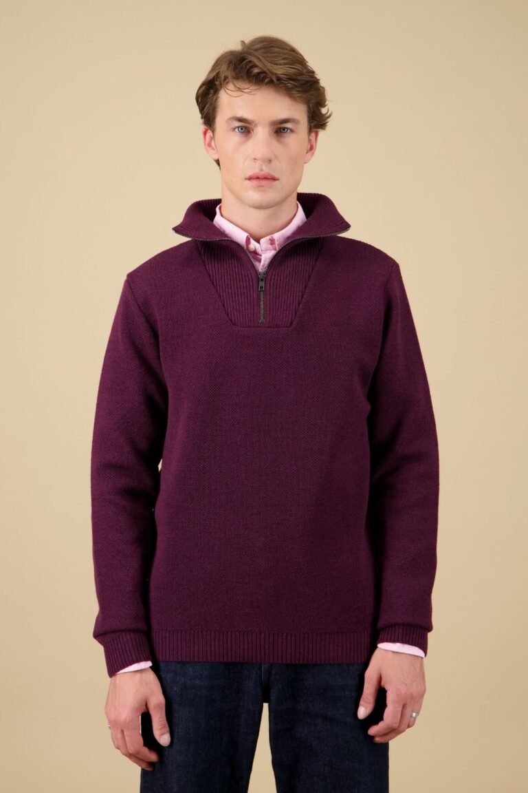 YOURI PULL CAMIONNEUR BORDEAUX Nitto Knitwear - Pull Youri Camionneur - Bordeaux