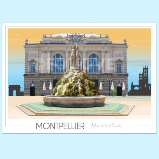 Foliove - Affiche Montpellier Place de la Comédie 3 grâces