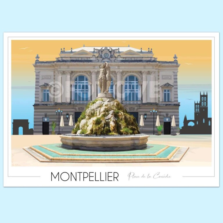 affiche montpellier place de la comedie les 3 graces foliove 1 Foliove - Affiche Montpellier Place de la Comédie 3 grâces