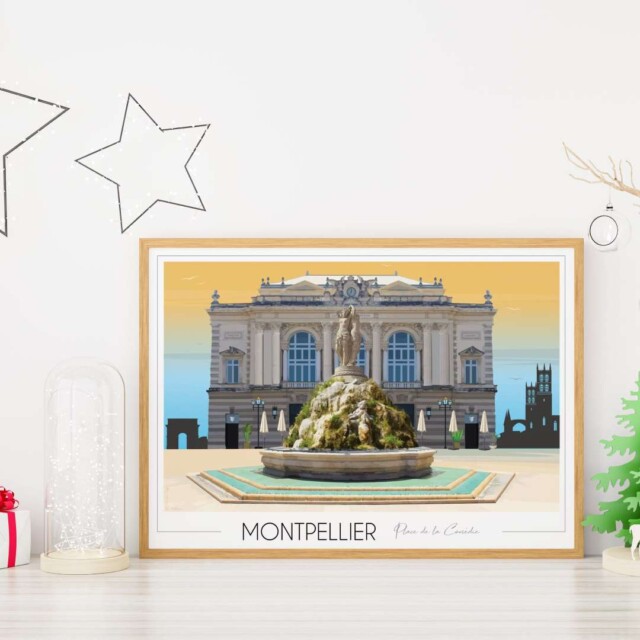 Foliove - Affiche Montpellier Place de la Comédie 3 grâces