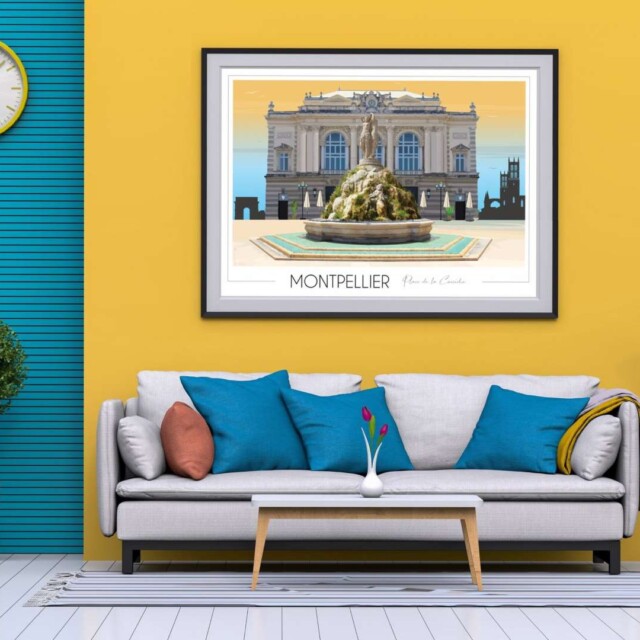 Foliove - Affiche Montpellier Place de la Comédie 3 grâces