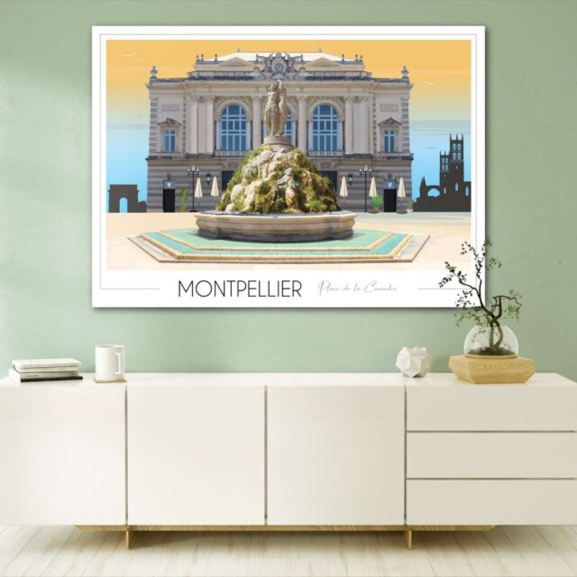 Foliove - Affiche Montpellier Place de la Comédie 3 grâces