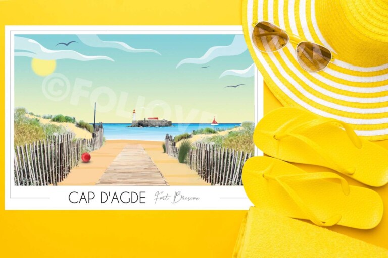 Foliove - Affiche Cap d'Agde Fort Brescou
