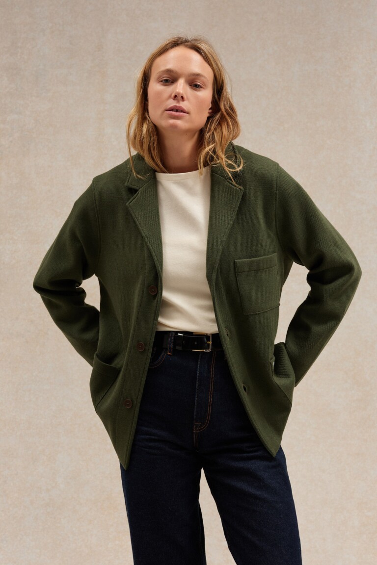 Le Minor - Blazer Milano olive en laine mérinos pour femme