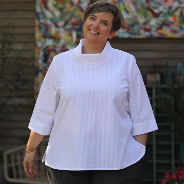 Quintessence - Blouse Catherine en lin/coton orange crépuscule