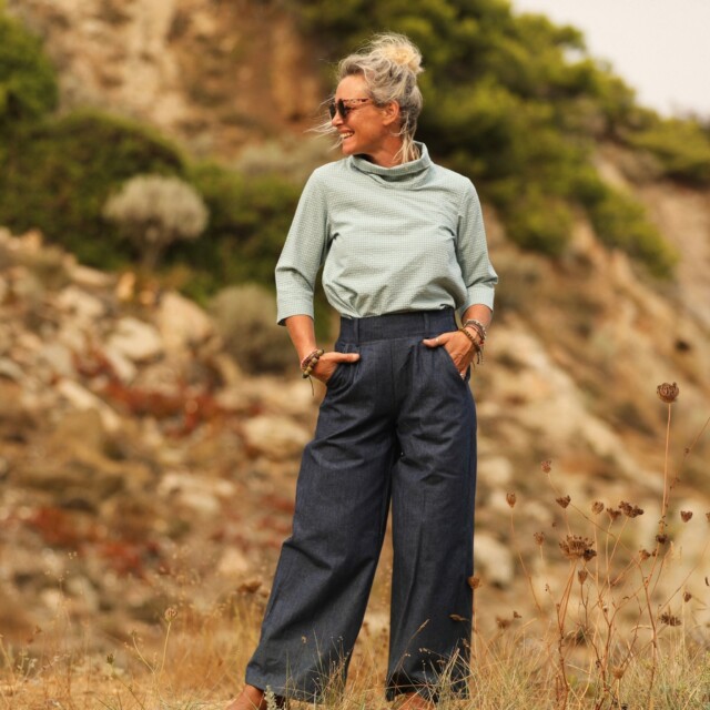 Quintessence - Blouse Catherine en vichy bleuté