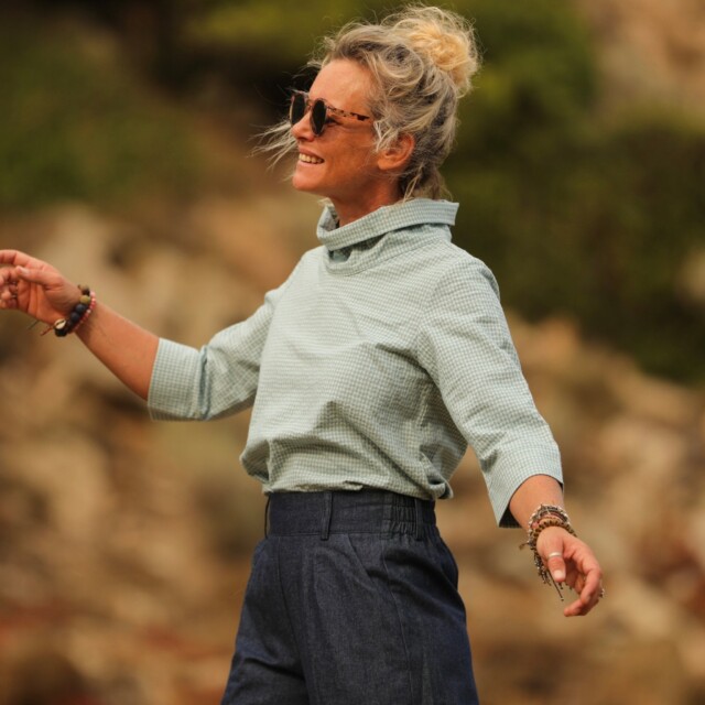 Blouse Catherine en vichy bleuté par la marque Quintessence Quintessence - Blouse Catherine en vichy bleuté