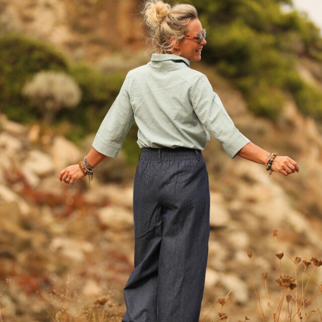 Quintessence - Blouse Catherine en vichy bleuté