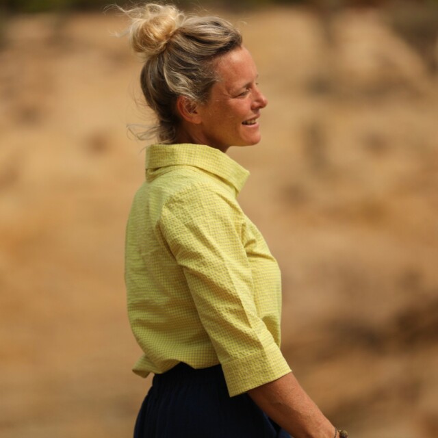 Quintessence - Blouse Catherine en vichy ficelle/jaune fluo