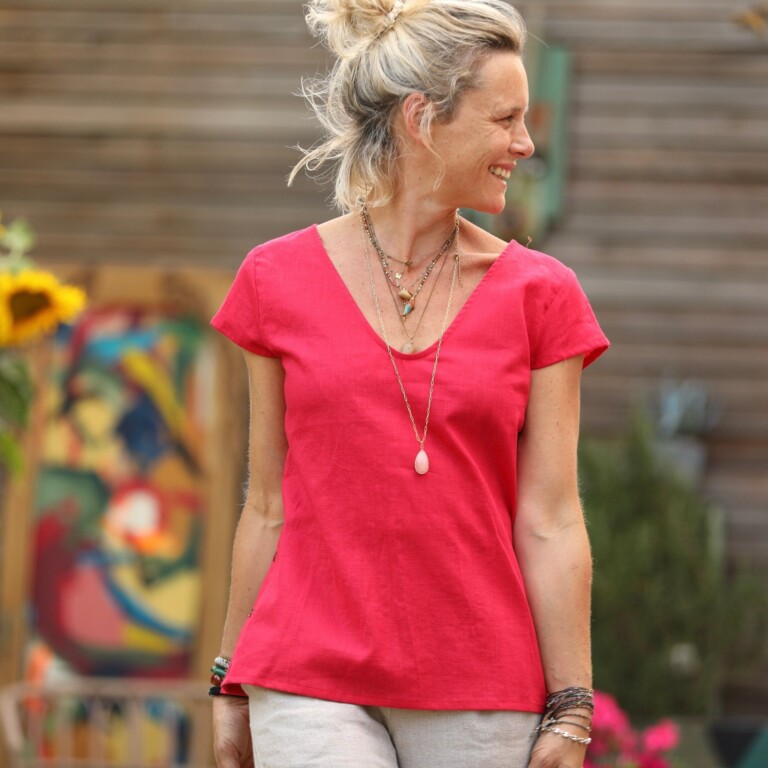 Quintessence - Blouse Sidonie en lin coquelicot