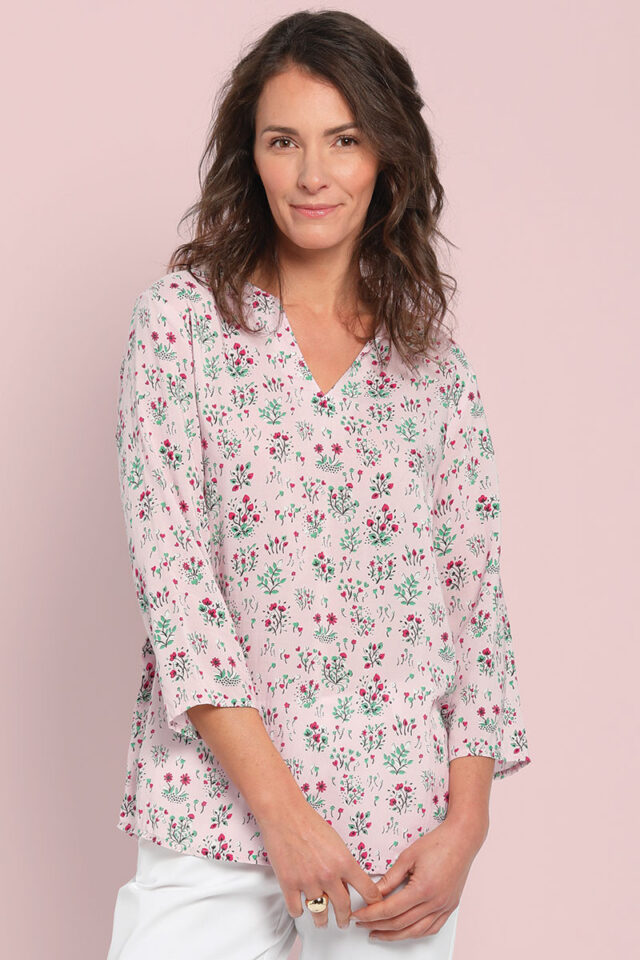 Maison Solfin - Blouse en viscose col tunisien Made in France| B.Solfin