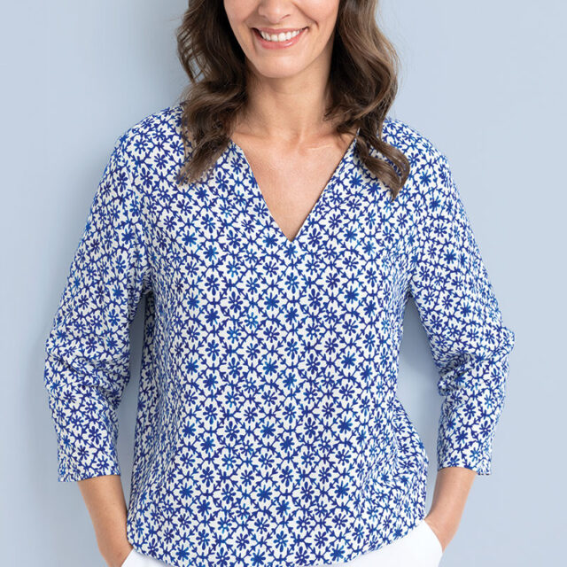 Maison Solfin - Blouse en viscose col tunisien Made in France| B.Solfin