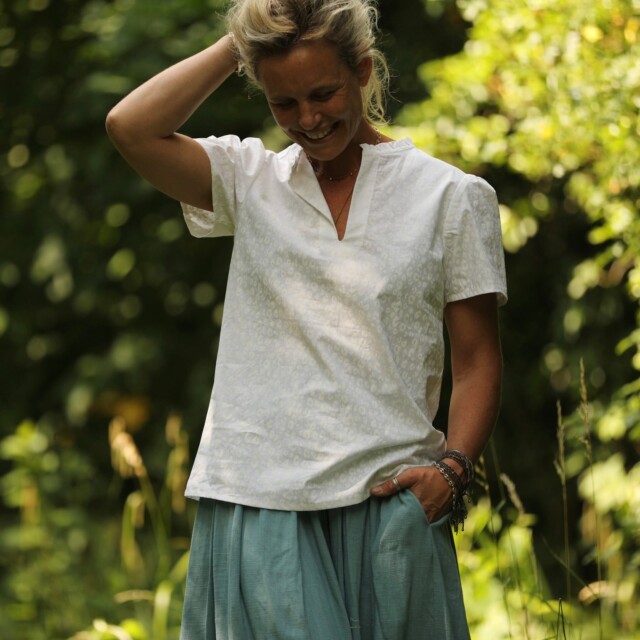 Quintessence - Blouse Ernestine coton léo blanc ton sur ton