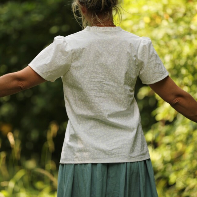 Quintessence - Blouse Ernestine coton léo blanc ton sur ton