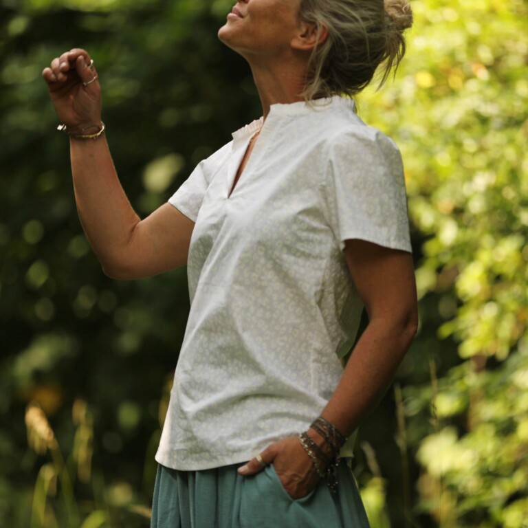 blouse ernestine coton leo blanc ton sur ton 944013 Quintessence - Blouse Ernestine coton léo blanc ton sur ton