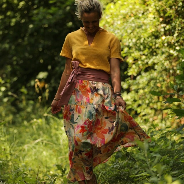 Quintessence - Blouse Ernestine double gaze de coton ocre