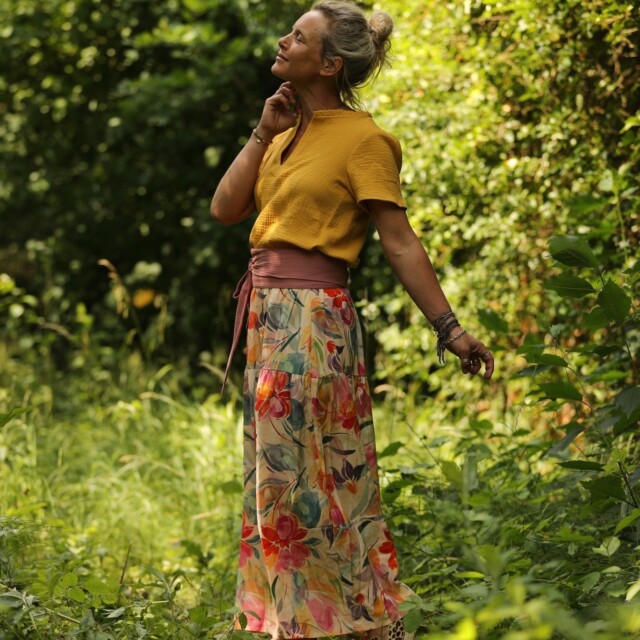 Quintessence - Blouse Ernestine double gaze de coton ocre