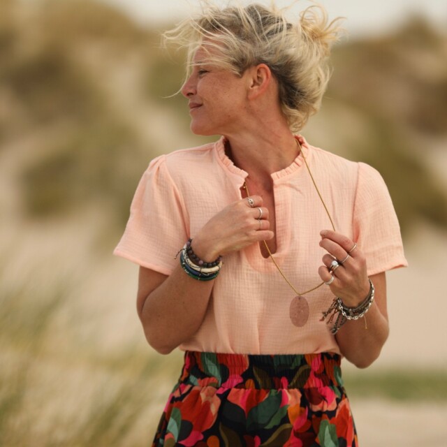 Quintessence - Blouse Ernestine en double gaze de coton abricot