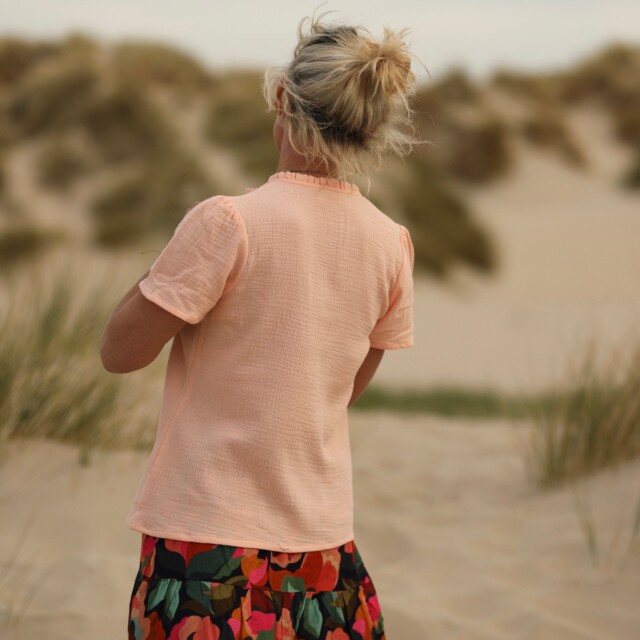 Quintessence - Blouse Ernestine en double gaze de coton abricot