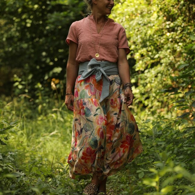 Quintessence - Blouse Ernestine Gaze légère à double structure rose boisé