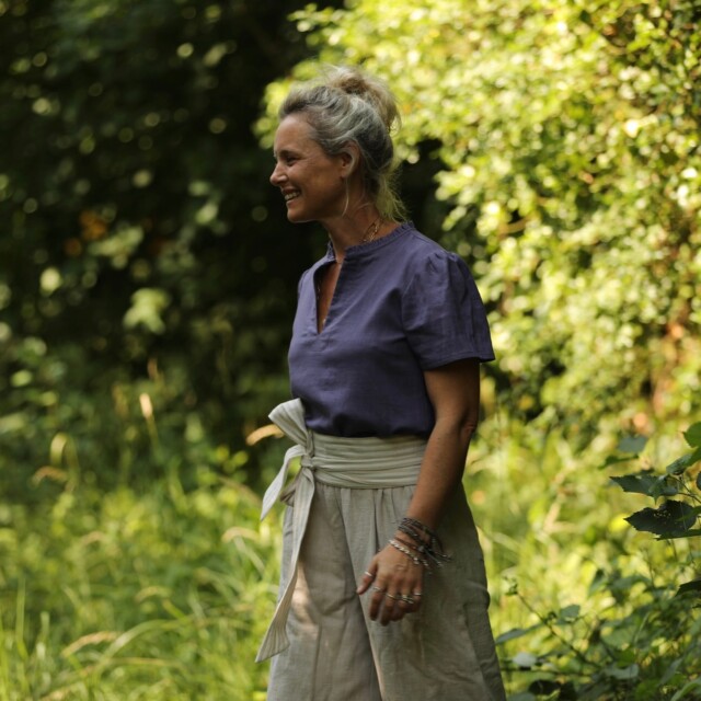 Quintessence - Blouse Ernestine lin/coton parme