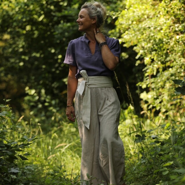 Quintessence - Blouse Ernestine lin/coton parme