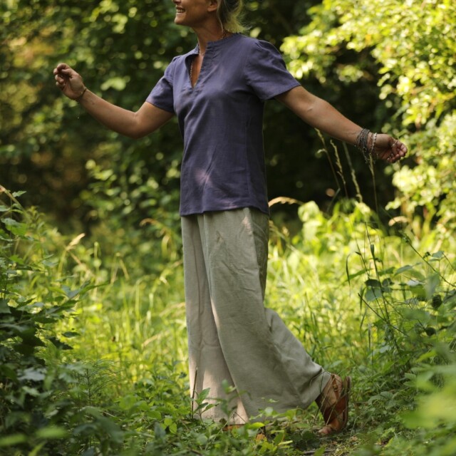 Quintessence - Blouse Ernestine lin/coton parme