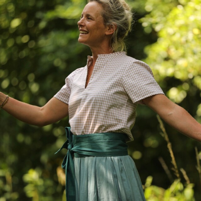 Quintessence - Blouse Ernestine vichy de coton ficelle