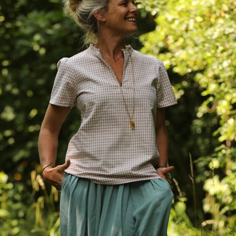 Quintessence - Blouse Ernestine vichy de coton ficelle