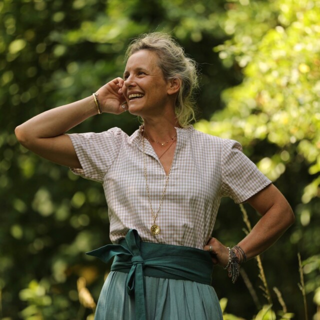 Quintessence - Blouse Ernestine vichy de coton ficelle