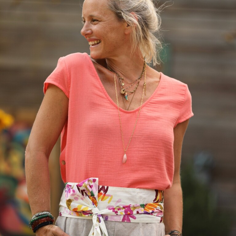 Quintessence - Blouse Sidonie double gaze de coton orangée