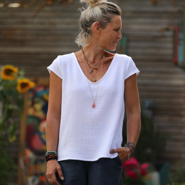 Quintessence - Blouse Sidonie triple gaze de coton blanche