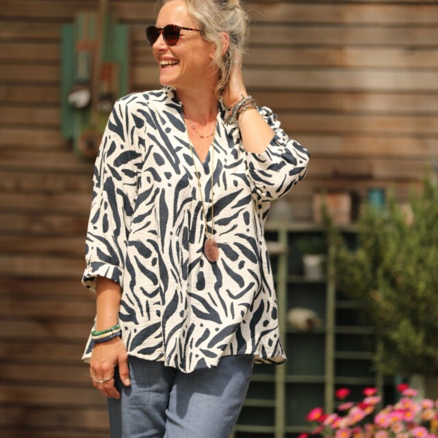 Quintessence - Blouse Isabeau - double gaze de coton Frisson graphique