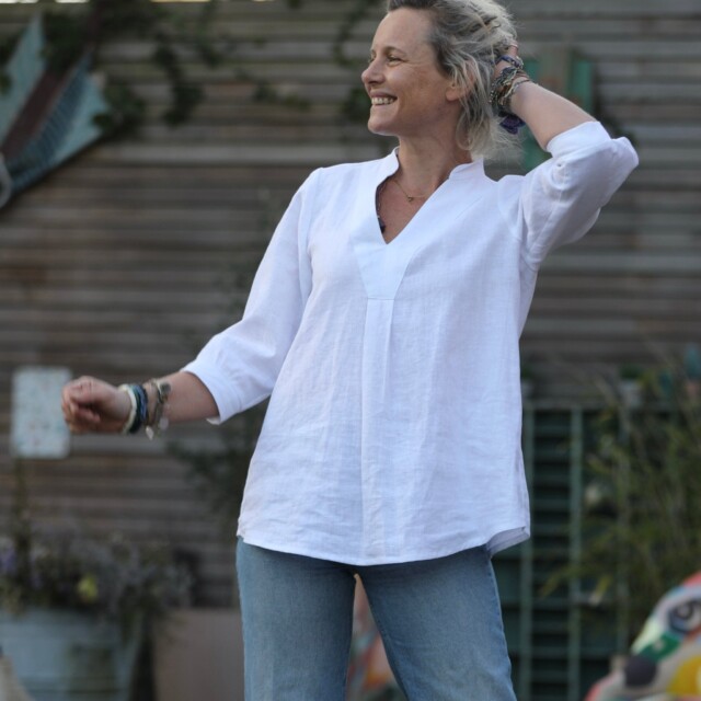 Quintessence - Blouse Isabeau - lin blanc cassé