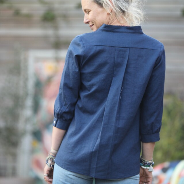 Quintessence - Blouse Isabeau - lin bleu indigo