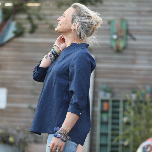 Quintessence - Blouse Isabeau - lin bleu indigo