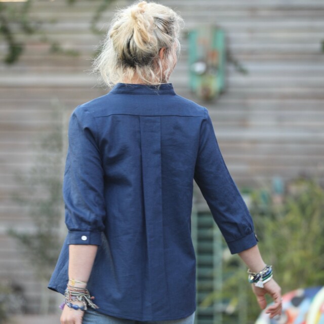 Quintessence - Blouse Isabeau - lin bleu indigo
