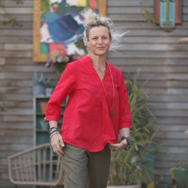 Quintessence - Blouse Isabeau - lin rouge coquelicot