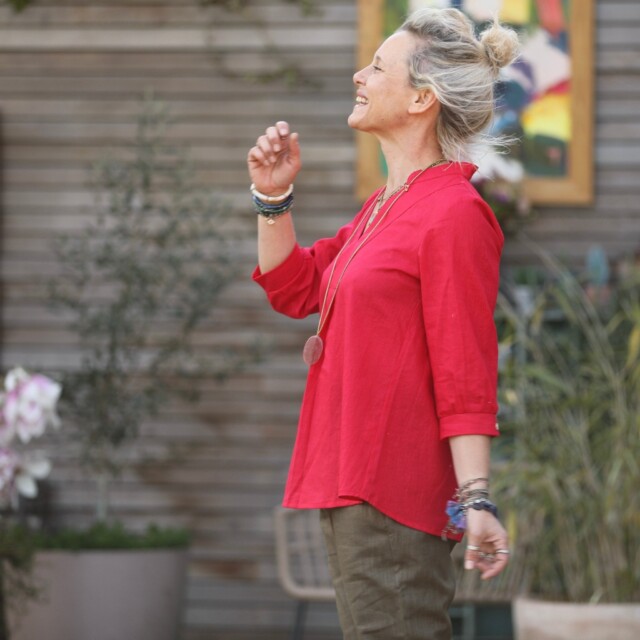 Quintessence - Blouse Isabeau - lin rouge coquelicot