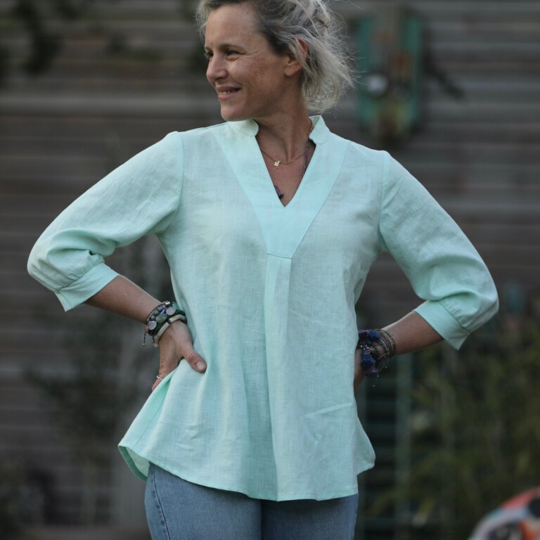 Quintessence - Blouse Isabeau - lin vert pep's